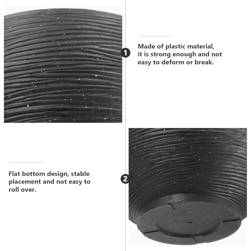 Pot de fleurs en plastique noir avec stockage d'eau autonome et structure rigide - 7