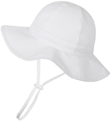 Image of Baby Girl Sun Hat Infant Summer Beach Hats with UPF 50+ Toddler with Wide Brim Strap Outdoor Bucket Hat