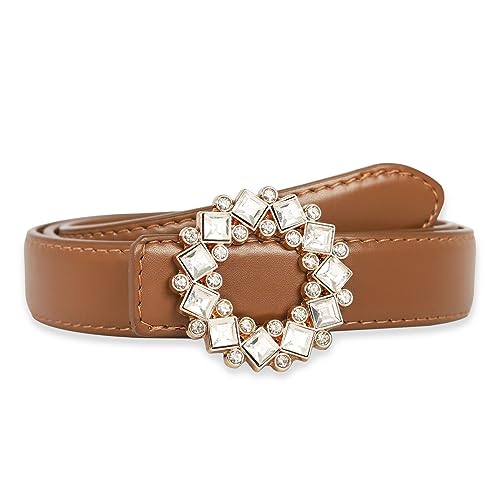 Image of Aurolran Women's Fashion Classic Metal Buckle Leather Belt with Jeans Dress