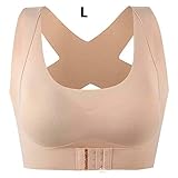 AJUSTABLE: Sujetador de soporte con hebilla frontal sin costuras levanta y apoya los senos caídos, con gancho y ojo de hebilla frontal ajustable y espalda cruzada