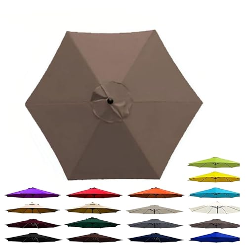 Tela de Repuesto para Sombrilla, 6 Varillas Redonda Resistente al Agua, Tela anti rayos UV para patio y exteriores,Color superior oscuro,280 cm