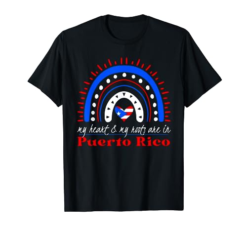 Flagge von Puerto Rico Mein Herz hat seine Wurzeln in Puerto Rico Rainbow T-Shirt