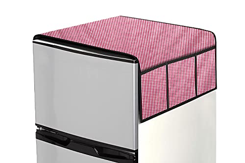 Image of Stylista Refridgerator top Cover Suitable for Samsung RR20A181BU8 /HL, 192 Liter Fridge, Dimension (WXD) 65x111 CM, Pin Check Pattern Pink