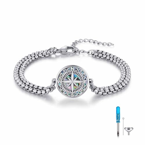 Compass Bracelet/Urn for Women 925 Sterling Silver Compass Bracelet for Graduation Cetic/Birthstone Jewelry Bracelet for Women