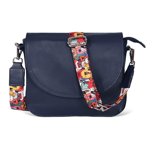 Image of Genuine Leather Shoulder Crossbody Purse For Women with Adjustable Strap, Mobile Pocket & Outside & Inside Zipper