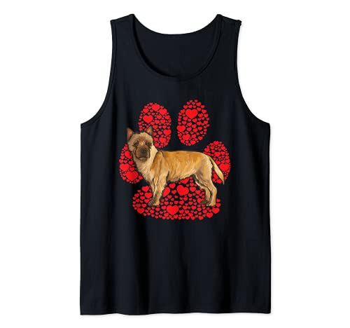 Cairn Terrier Valentines Day Dog Love Paw Tank Top, Black