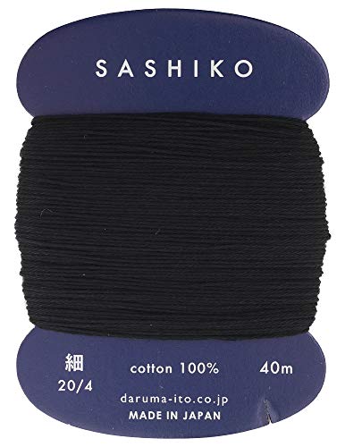 Sashiko Thread Thinner Weight 40m Col. 219 -Black- Japanese Embroidery & Quilting by Yokota