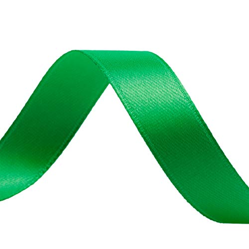 Image of Solid Color Double Faced Green Satin Ribbon 5 /8 inch X 25 Yards, Ribbons Perfect for Crafts, Wedding Decor, Bow Making, Sewing, Gift Package Wrapping and More