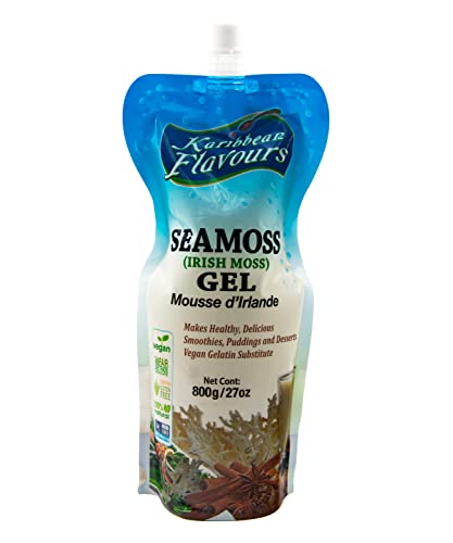 Premium Irish Sea Moss Gel (27.00 Oz) | Wildcrafted | Non GMO | 100% Natural | Vegan | Ready to Use | Squeezable Pouch | Perfect for Culinary Use - Smoothies and Desserts | Agar