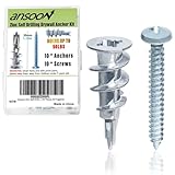 #8 Metal Self-Drilling Drywall Anchors, Hollow Wall Anchors and Screws Kit (10 Pack, Silver Metal)
