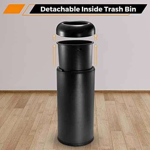 Image of BEAMNOVA Commercial Trash Can 16.5 Gallon Open Top Outdoor Indoor Garbage Enclosure Inner with Lid Inside Barrel 14.6 * 32.7 inch Stainless Steel Industrial Waste Container
