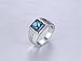 MEALGUET Men's Ring Fashion Stainless Steel Square Cut Blue Stone Cubic Zirconia Gemstone Ring Wedding Band for Men Husband Father, Pinky Ring/Thumb Ring for him,size 10
