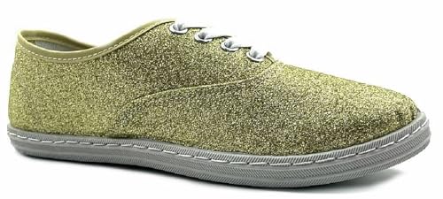Shoes 18 Womens Canvas Shoes Lace up Sneakers 324 Gold Glitter 6