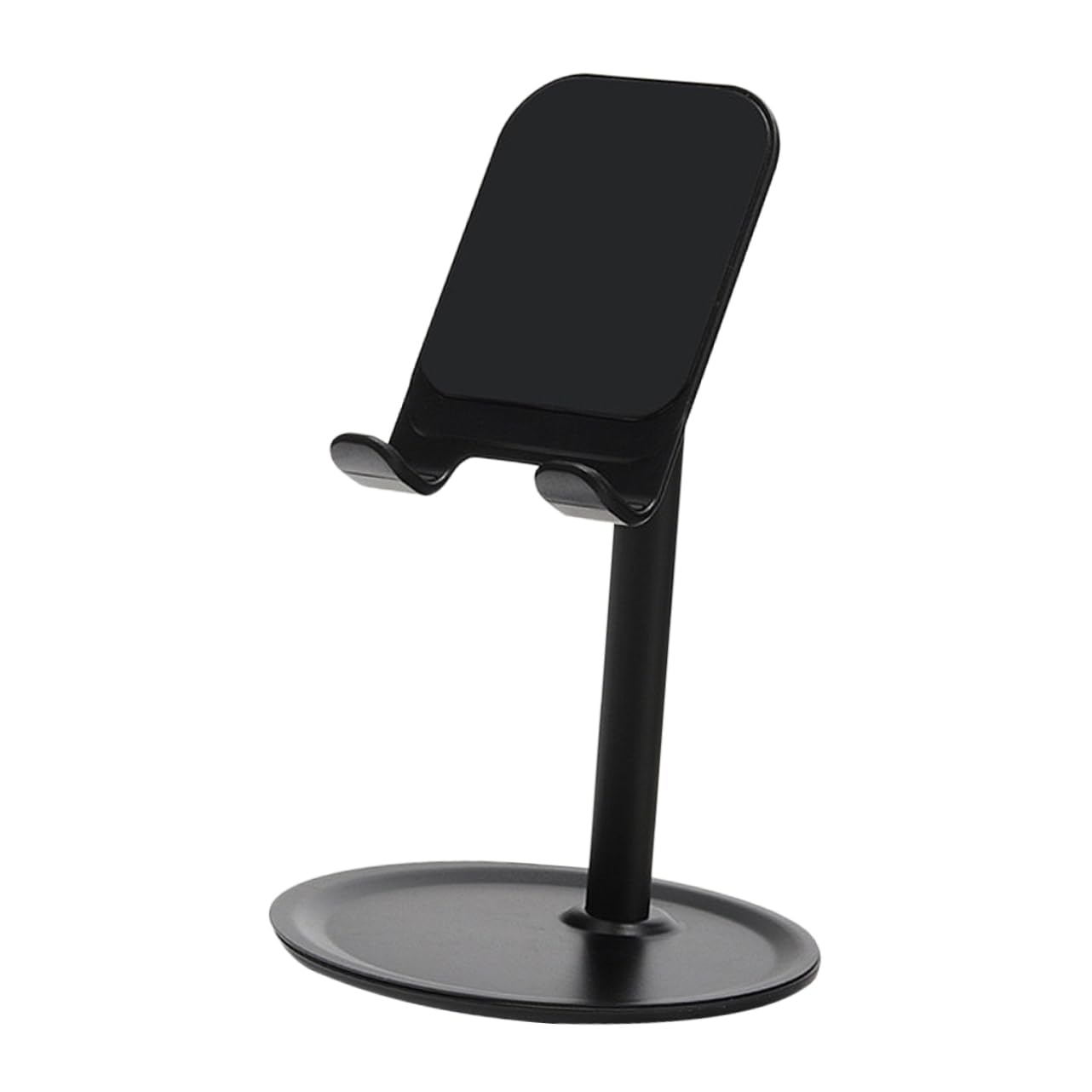 NAMOARLY Durable Metal Phone Holder Desktop Bracket Adjustable Tablet Stand Black Protective Silicone