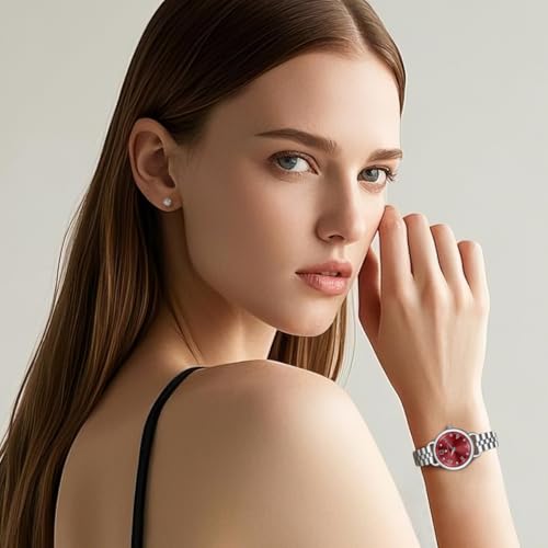 Image of Sapphero Ladies Watch Easy to Read Wristwatch, Women's Quartz Watch with Stainless Steel Strap, 5 ATM Waterproof, Classic Elegance Women Business Waterproof Watch