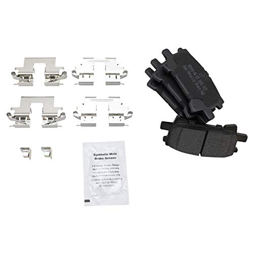 Image of TRQ Rear Brake Pad and Rotor Set Semi Metallic G Coated Rotors Compatible with 2004-2009 Lexus RX330 RX350 RX400h 2004-2007 Toyota Highlander