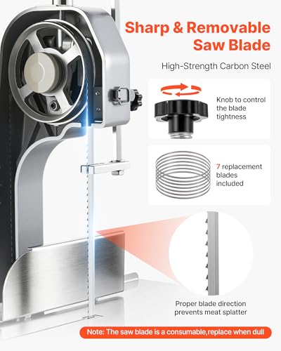 image for VEVOR Commercial Electric Meat Bandsaw, 1100W Bone Sawing Machine with