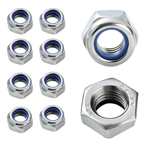 ALLY-MAGIC Muttern M8 Edelstahlmuttern,Sechskantmuttern, Selbstsichernde Muttern, Sicherungsmuttern, Edelstahl Mutter,Kontermuttern Stoppmuttern Set für Schrauben E23-LJLSMM8