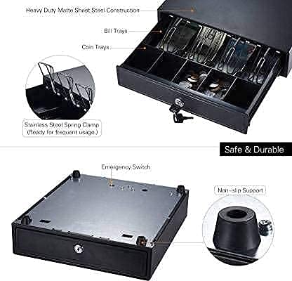 Image of Bestow Cash Drawer for Shop Counter - Point of Sale (POS) Billing System Cash Box with Electronic & Manual Lock | Stainless Steel | 13 Compartments (CD-405) for Malls, Shops & Restaurants
