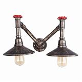 Aplique de interior Luz de pared de tubería de agua Vintage Industrial E27 Steampunk Rustic Waterpipe Lighting Lighting Lighting - Sconece for Restaurant Loft Warehouse Bar Cafe [Energy Class A]