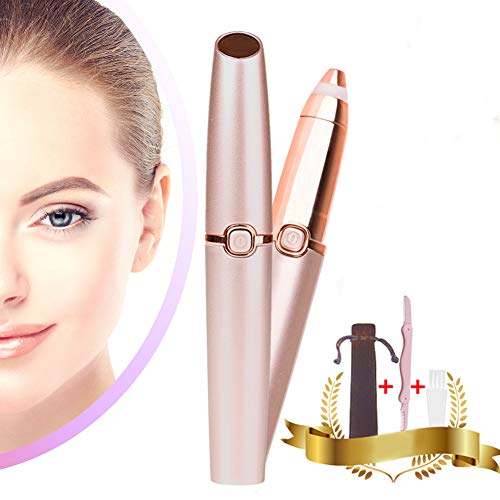Eyebrow Hair Trimmer for Women,Jnuyisw Eyebrow Remover Razor Painless Facial Brows Hair Removal with LED Light,Rose Gold
