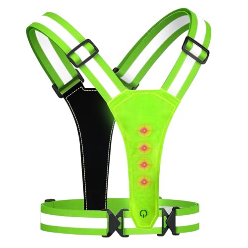 Waldspring LED Gilet Reflechissant Velo, Gilet Velo Clignotant, Gilet Lumineux Vélo et Course à Pied Jogging avec Ceinture Réflectrice, Adapté aux Enfants et aux Adultes, Jogging Réflecteur