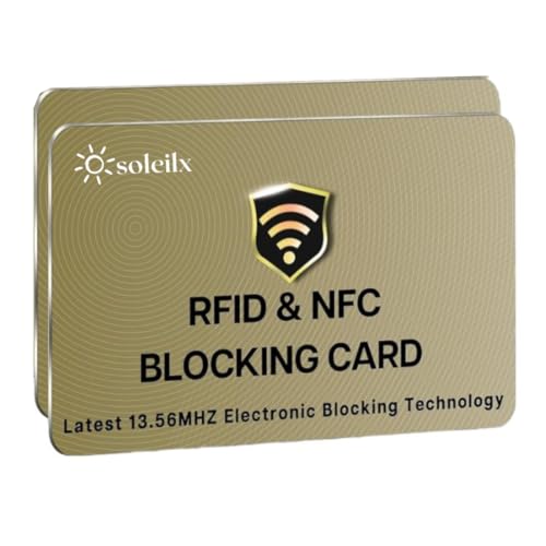 soleilx Tarjeta de Protección RFID y NFC, Bloqueo Electrónico 13.56MHz, Tecnología de Seguridad para Tarjetas de Crédito, Imitación Oro, Standard Carta Di Credito, Moderno