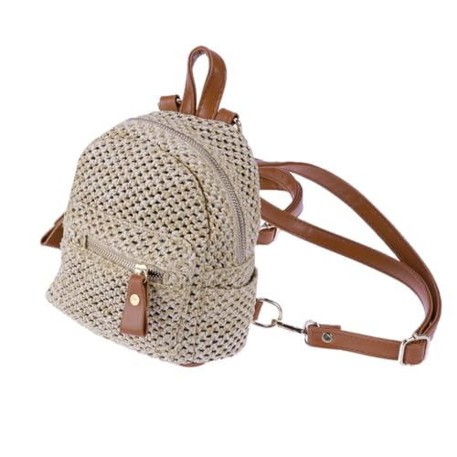 Mochila de mujer pequeña de paja trenzada de gran capacidad para diario