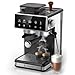 AMZCHEF Siebträgermaschine mit Mahlwerk, 20 Bar Espressomaschine für Zuhause mit Milchaufschäumer, 3 Temperaturstufen, 20 Mahlgrade, Kalt & Heißbrühung, Touchscreen Display