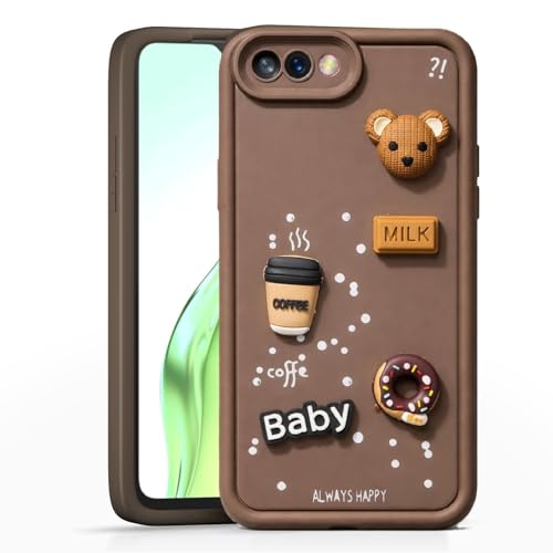 Image of Bintage Case Ball Bear| Donut| Milk Cake| Baby| Coffee Rubber Case Camera Protection Back Cover Compatible for Realme C1 - Brown