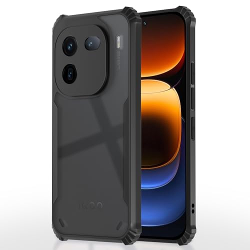 Image of Pikkme iQOO 12 5G Back Cover | Crystal Clear Transparent Back | Ultra Hyrbid | Full Camera Protection | Raised Edge | Bumper Back Case (Black)