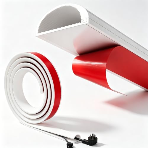 Conwang White Cable Trunking Self Adhesive For 2-3 Electric Cables Flexible Wire Covers For Cables Conduit Wire Trunking TV Cable Hider For Wall Silicone Side Opening Wire Hider For Cables 1m
