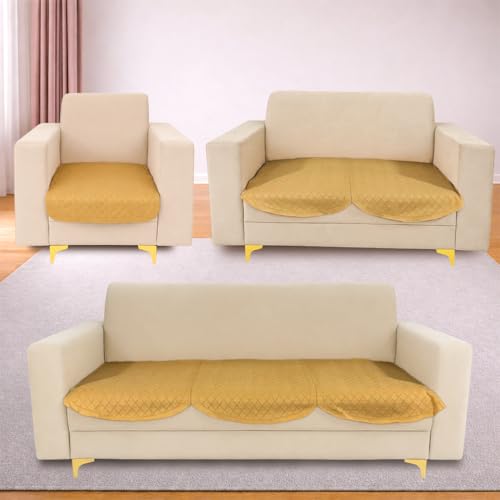 Image of Homerz Premium 'Surya Series' Sofa Cover | Stylish Sofa Protector | Net Fabric | Anti-Stain & Washable Slip Cover Exact Size Antislip (New Jerry Chikku, 6 (3+2+1) Seater, Only Seat Cover)