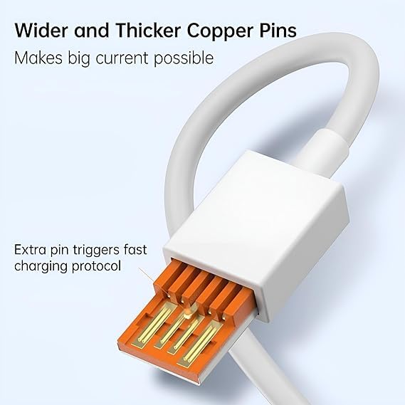 Image of 67W Mobile Phone Data Charging Cable for Redmi Note 13 Pro /12 Pro /11 Pro 5G /11S /9 pro /11 /10 Pro max /Poco X5 /X4 Pro /M5 Pro /M4 /X3 pro /Mi 11 Ultra /11 Lite Ne /11t /10i Hyper Charge Turbo, White (VIP-195)