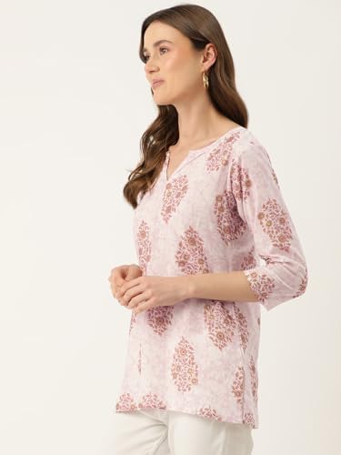 Image of feranoid Designer V-Neck Short Straight Kurti with 3Quarter Sleeves