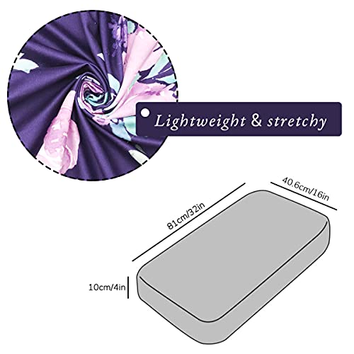Purple Flower Changing Pad Cover Diaper Changing Mat Cover Sheets for Newborn Girls Soft Breathable Nursery Changing Table Sheets - Thumbnail 4