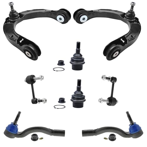 Image of Detroit Axle - 8pc Front End Kit for 2016-2020 Dodge Durango Grand Cherokee, 2 Upper Control Arms with Ball Joint 2 Outer Tie Rods 2 Lower Ball Joints 2 Sway Bars 2017 2018 2019 Replacement