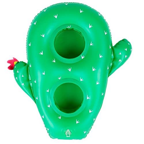 AirMyFun Porte Boisson Gonfable pour Piscine ou Plage, Flotteur, Accessoire d'eau, Capacité 2 Boissons - Cactus 34x33cm Cover