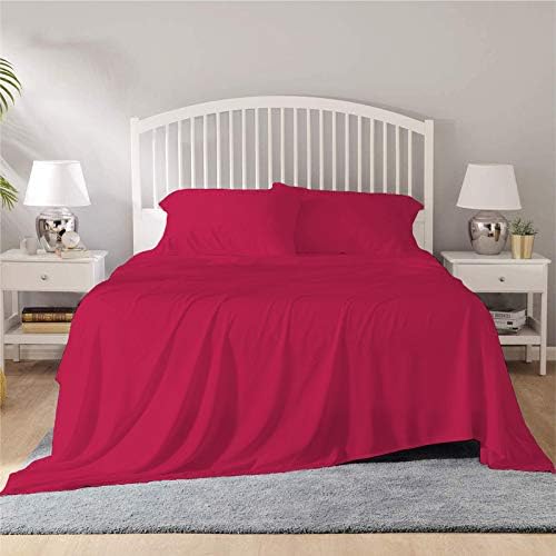Image of YRM Bedding's - Egyptian Cotton Bedsheet 400-TC Premium Hotel Quality 1 Bedsheet (92x102) + 2 Pillow Covers (18x28) - (Queen Size, Hot Pink Color)