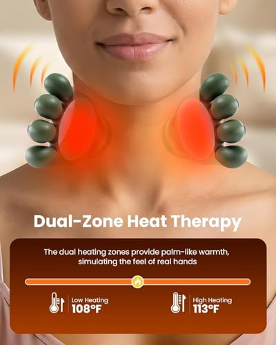 Image of Bionic Heated Massager,Wireless Portable Shiatsu Neck and Back Massager With Two-Level Adjustable Heating Function And 3 Intensity Levels,Electric Deep Tissue 4D Kneading Massage,4.30 hour runtime,15 minit auto cutoff function,for Pain Relief and Muscle Relax (A-2)
