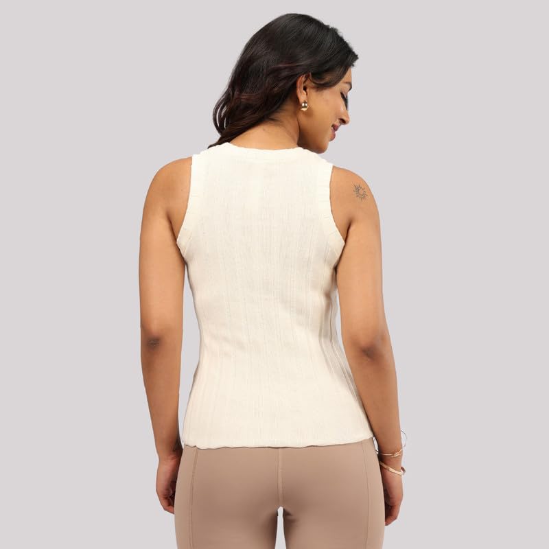 Image of BlissClub Move All Day Rib Tank Top | 100% Cotton | High Neck | Ribbed Fabric | Snug fit | Breathable