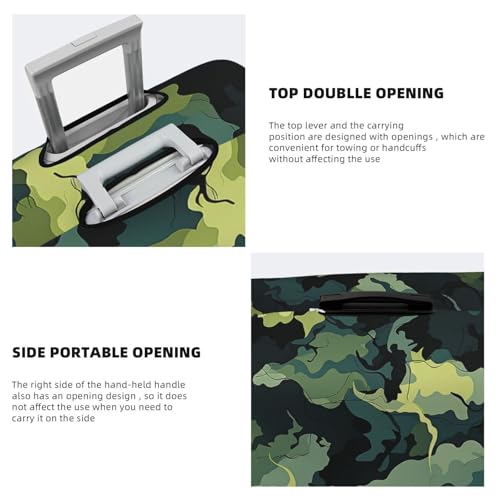 Travel Luggage Cover Black and green camouflage Spandex Suitcase Protector Washable Baggage Covers Fashion Elastic Scratch-Resistant Luggage Cover Protector Fits 18-32 Inch Luggage3