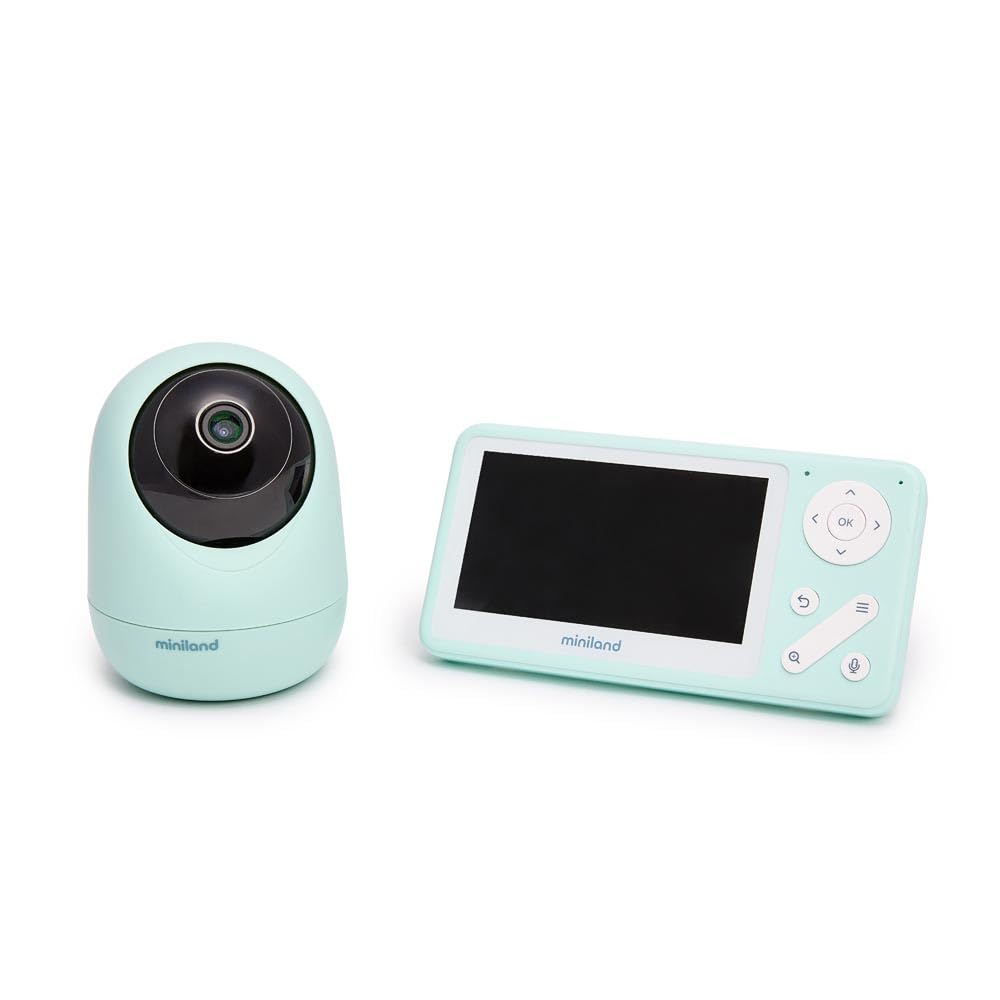 Miniland Digimonitor Anywhere Babyphone Vidéo Dual avec Caméra Motorisée | Écran 4,2” et Application Mobile | Vision Nocturne, Enregistrement SD, Communication Bidirectionnelle