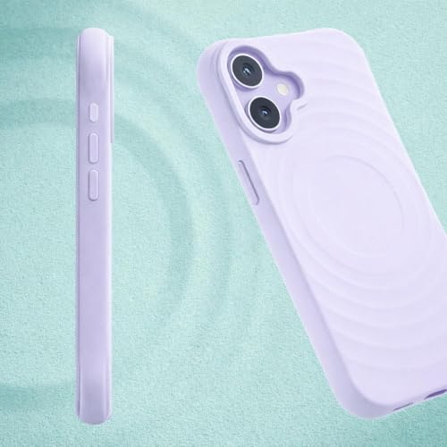 Image of amazon basics Shockproof Case for iPhone 16 | Ripple Pattern | Camera Protection | Protective Cover with Enhanced Grip & Wireless Charging Support - Light Purple