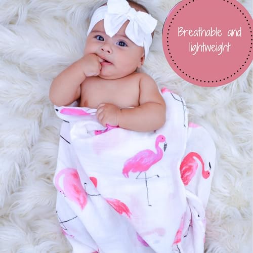 LollyBanks Swaddle Blanket | 100% Muslin Cotton | Newborn and Baby Nursery Essentials for Girls, Registry | Flamingo Print - Image 3