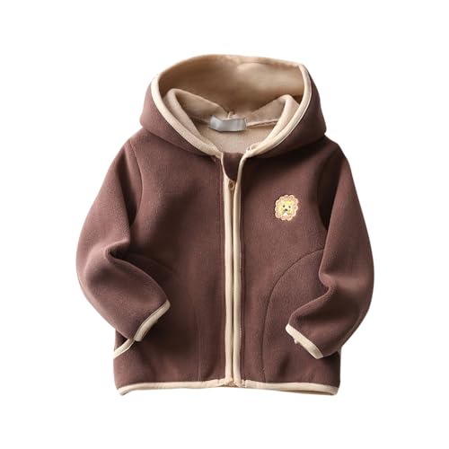 Boys Girls Fleece 𝗛ooded Jacket Long Sleeve Zipper Thick Coat Winter Lightweight Windproof Outwear with Pocket