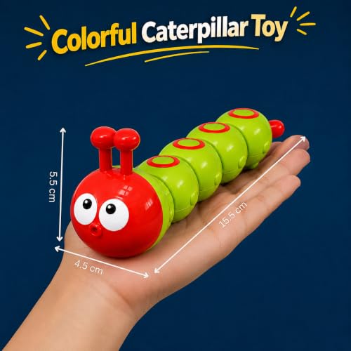 Image of GRAPHENE Press n Go Caterpillar Toy for Kids Boy Girl No Battery Crawling Friction Toys Babies Push n Go Activity Learning Toy for Toddlers 1-3 Years