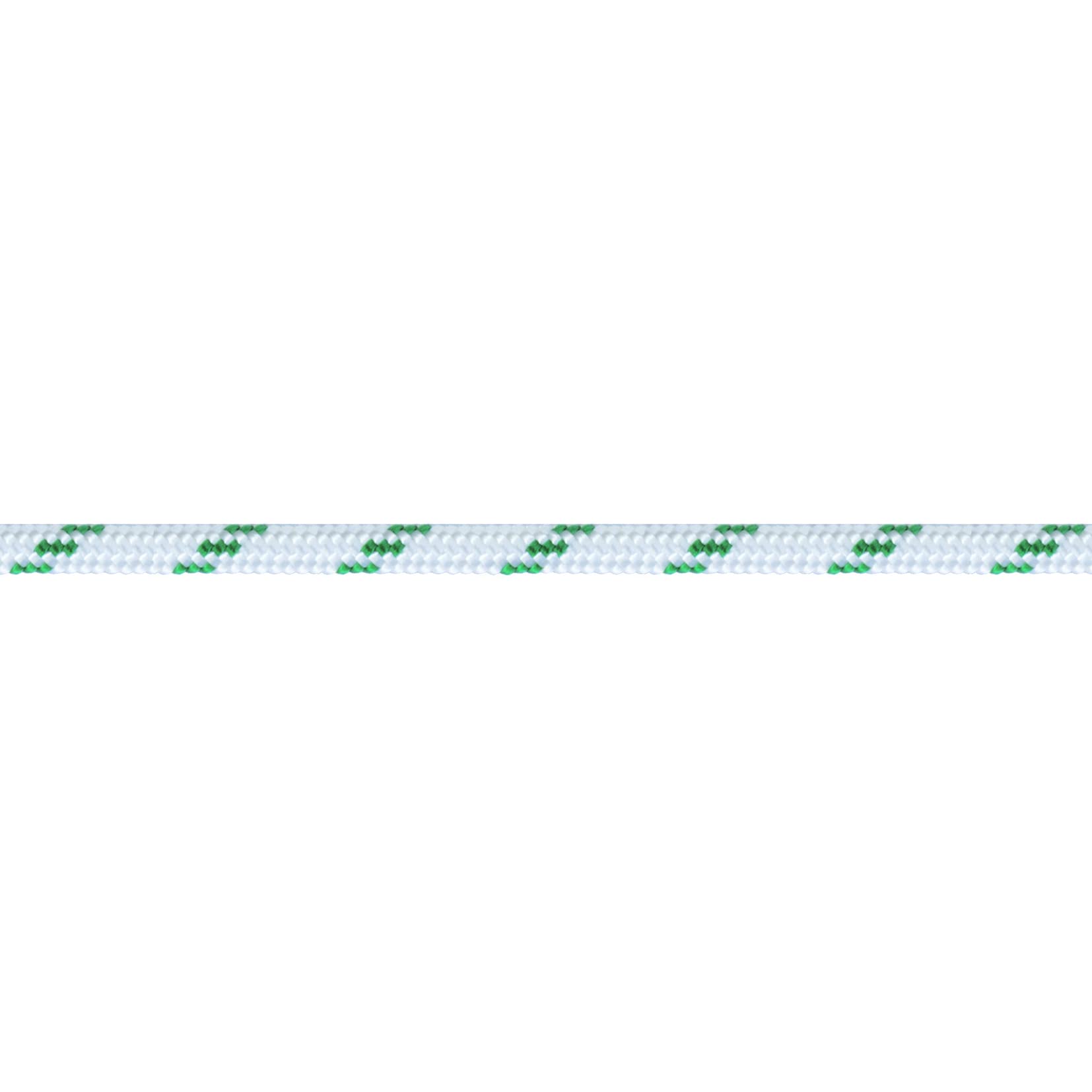 Cuerda de poliéster diámetro 8 mm. blanco con señuelo verde 80 m.