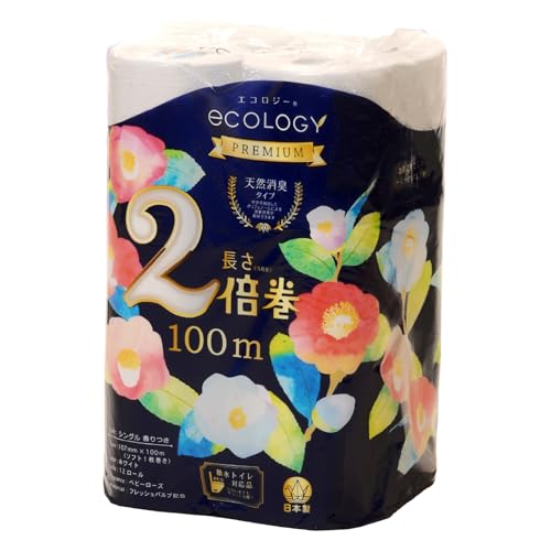 エコロジー2倍巻きプレミアムトイレットペーパー12Rシングル長持ちふんわり