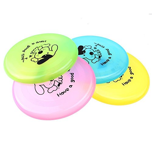 Dealglad® - Frisbee in plastica morbida, resistente ai denti volanti per cani da esterni, 20 cm (colore casuale)
